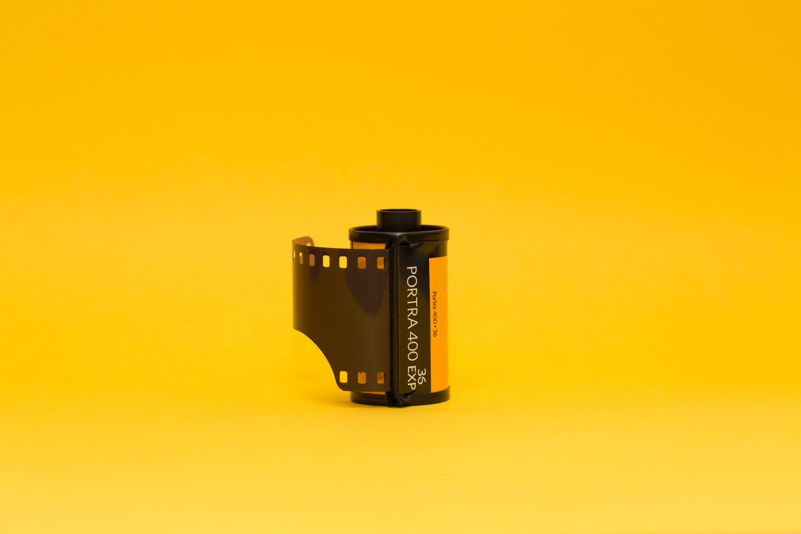 camera film on yellow background